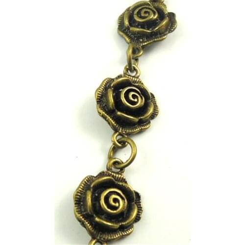 1Meter 1Lot Antiquqe Style Bronze Tone Flower Jewelry Necklace Chain 13*13*5MM (30426)