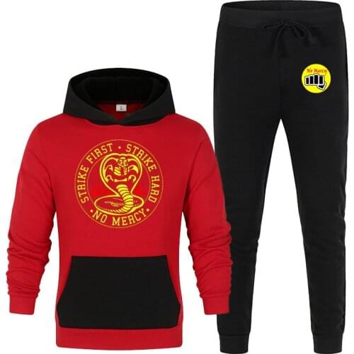 Cobra Kai No Mercy 2021 New Classic Printing Set Harajuku Jackets Sport Suits Hip Hop Male Hoodies Motorcycle Sweatpant Set