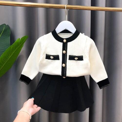 Designed 2Pcs Girls Classic Clothing Set Autumn Long Sleeves Kids Princess Top and Skirt Birthday School Uniform Clothes 1-8 Ys