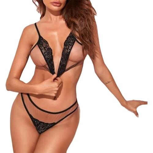 Bra Set Transparent Womens Sexy Underwear Set Hollow Out Eyelash Lace Decoration Underwired Lingerie Women Set Lucky