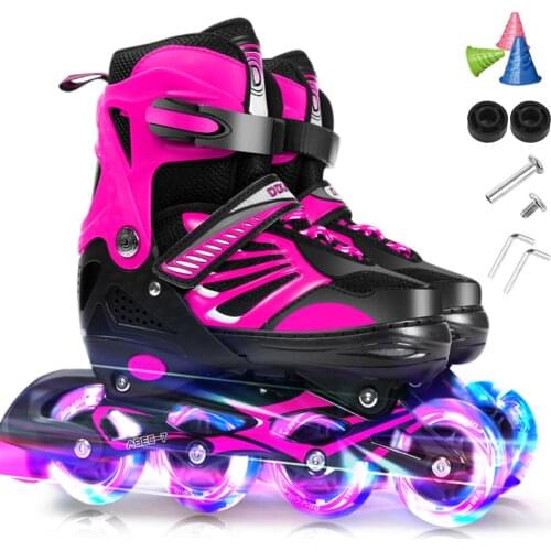 Adjustable Illuminating Inline Skates with Light Up Wheels for Girls Boys Youth Inline Skates Outdoor Sports Roller Skates Shoes