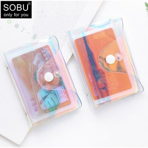 New PVC Laser Transparent ID Cash Card Holder Men Business RFID Blocking Wallet Credit Card Protector Case Pocket Purse H135