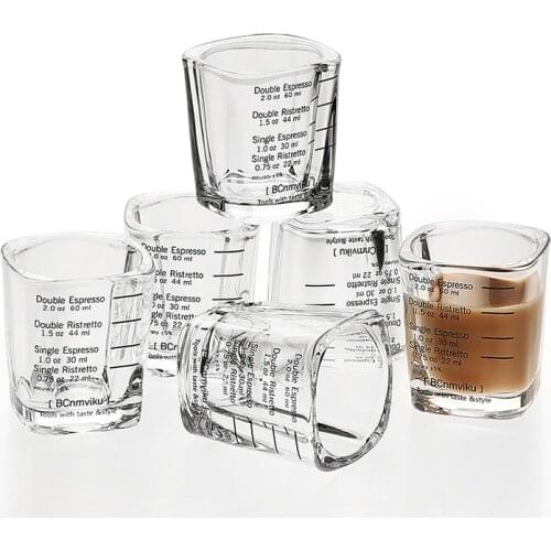 60ml Square Thickened Wall Glass Ounce Cup Graduated Measuring Concentrated Espresso Coffee Cup For Kitchen Supplies