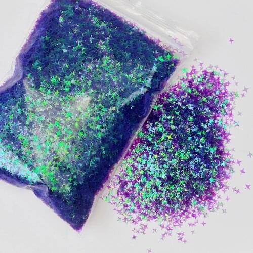 50g Nail Art Laser Sequins Four-pointed Star Transparent Symphony Flakes Bright Color Glitter Slice Manicure Nail Sequins &hmd1