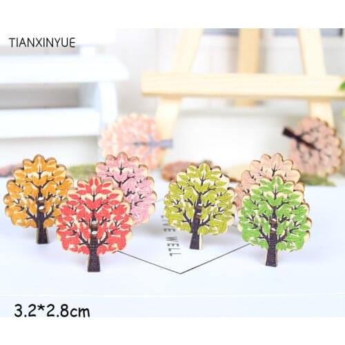 Multicolor Tree Wood Sewing Button Scrapbooking Random color Two Holes Buttons,DIY Clothing Accessories