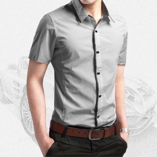 Summer New Mens Shirt Brand Luxury Men Cotton Short Sleeves Dress Shirt Turn-down Collar Cardigan Shirt Men Clothes M-4XL
