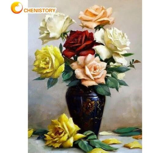 Chenistory Framed Flower Painting By Numbers For Adults Unique DIY Gift Acrylic Pigment Living Room Wall Art Decor Craft Photo