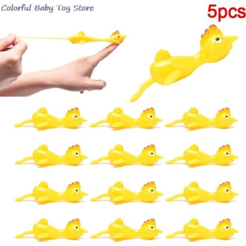 5pcs Catapult Funny Toy Set Chick Soft Rubber Launch Slingshot Yellow Chicken New Strange Toy Student Gift Decompression