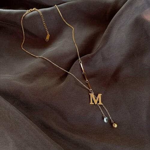 2021 New Classic M Letter Pendant Titanium Steel Short Necklace For Woman Korean Fashion Jewelry Girls Sexy Clavicle Neck Chain