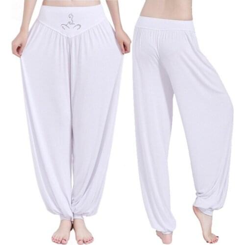 2021 New Plus Size Womens Bloomers Solid Color Elastic High Waist Band Loose Comfortable Breathable Yoga Wide Leg Pants