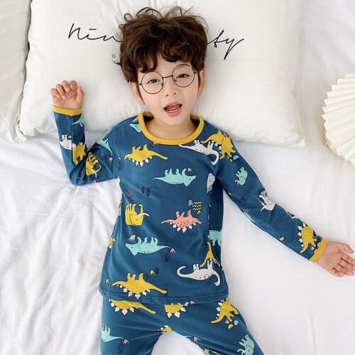 Boys Girls Cute Cartoon Animal Sleepwear Children Soft Cotton Leisure Nightwear Kids Weekend Home Clothing Nighty 2-12 Years