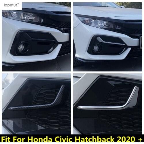 Front Rear Fog Lights Eyelid Eyebrow Stripes Ring ABS Chrome / Carbon Fiber Look Cover Trim For Honda Civic Hatchback 2020 2021