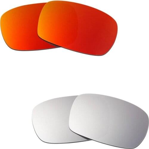 Hkuco For Crankcase Sunglasses Polarized Replacement Lenses 2 Pairs - Red&Silver