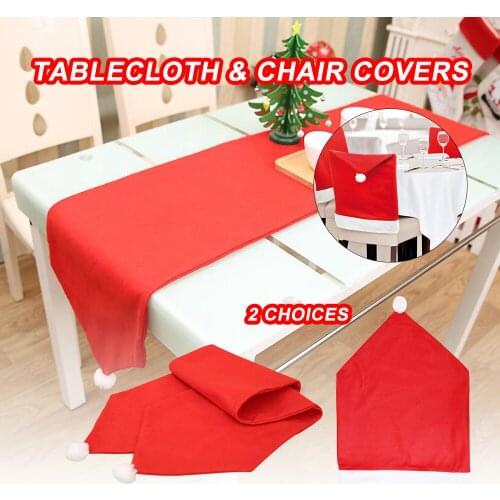 Christmas Chair Covers Tablecloth Runner Decoration Xmas Dinner Party Santa 2