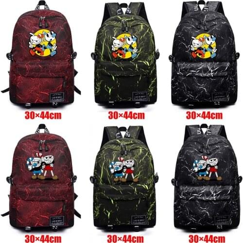 Cuphead Packsack Teenager Zipper Fabric Backpack Schoolbag Unisex High Quality Mochila Student Casual Travel Laptop Bag