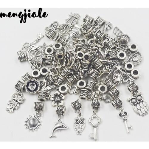 Mix wholesale 25pcs Silver plate charms dangle charms European Bead Charms fit for style Bracelets jewelry making