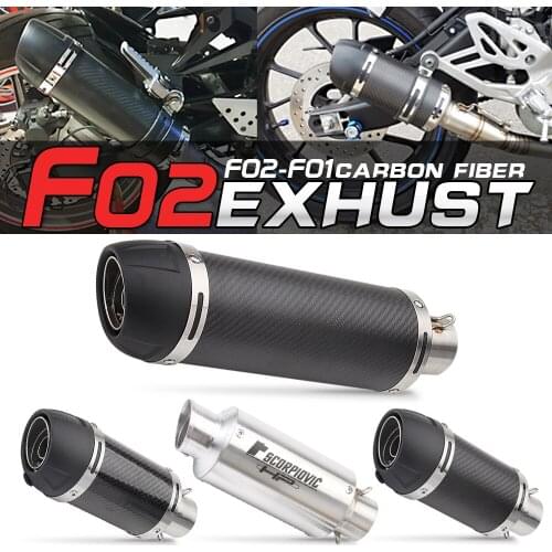 E-Mark Universal Motorcycle Real Carbon Fiber Slip On Exhaust Pipe Muffler Escape for LeoVince Most Motorcycle Color Laser Logo