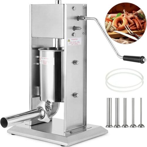 Vertical Sausage Stuffer 3L/5L/7L Filler Maker Meat Machine Slow/Fast Manual Sausage Machine W/ 5 Stuffing Tubes