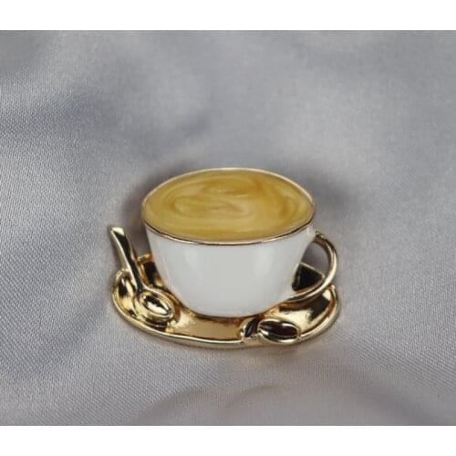 Vintage Brooches Pin for Women Men Curry Cup Cutlery Glazed Metal Enamel Pin Coat Suit Brooch Pins for Backpack Bag Accessories