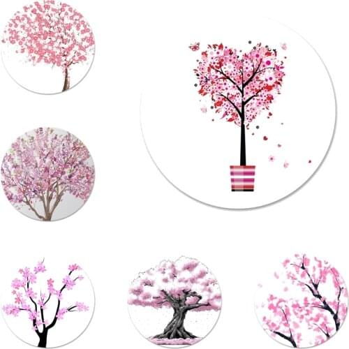 Cherry Blossom Tree DIY Painted Beautiful Icons Pins Badge Decoration Brooches Metal Badges For Backpack Decoration 58mm