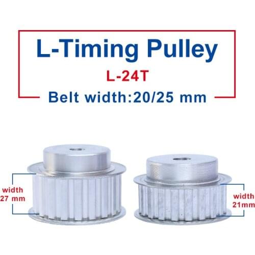 Pulley L-24T Aluminum Material Pulley Wheel Process Hole 10 mm Slot Width 21/27 mm Match With L-Timing Belt width 20/25 mm