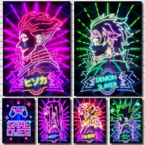 Japanese Anime Demon Slayer Death Note Attack on Titan Game Poster for Childrens Playroom White Coated Painting Wall Stickers