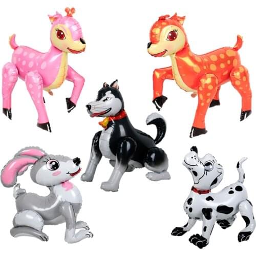 1pc Large 4D Walking Cartoon Dog Deer Rabbit DIY Foil Balloons Baby Shower Helium Globos New Year Birthday Party Decorations