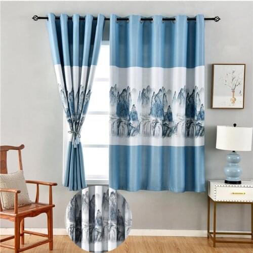 GY2835 Mountain Water Picture Printing 1PC Short Curtain Living Dining Room "Customise" Bedroom