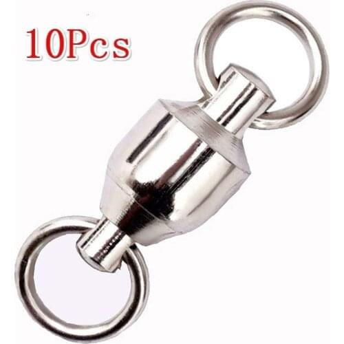 10PCS Stainless Steel Fishing Barrel Ball Bearing Rolling Swivel Solid Rings Line Hook Connecting Ring Lures Connector