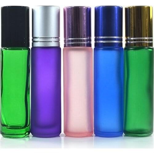 1000pcs 1/3 o Pink Glass Empty Roll On Bottle 10ml Perfume Essential Oil Bottles Sample Refillable Bottle With Steel Roller Ball