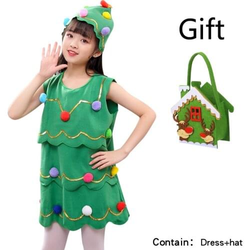2021 Christmas Costume Children Santa Claus Costume Top Hat Children Girls Clothes Christmas Gift Children 3-12Y