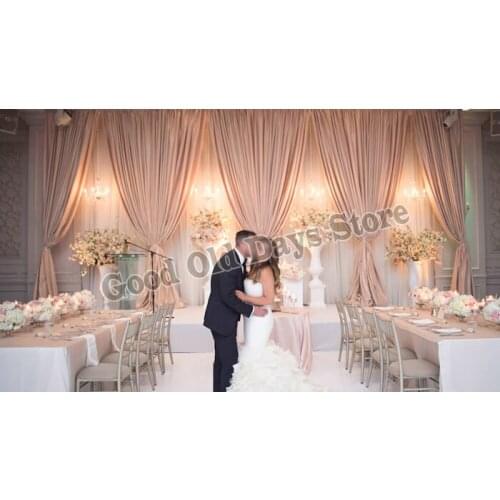 3M x 6M White Wedding Backdrop with Coffee swags Marriage Stage Decoration