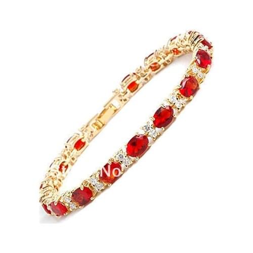 5 colors! Fine 18KGP ladys red/green/purple/blue Cubic Zirconia bead bracelet