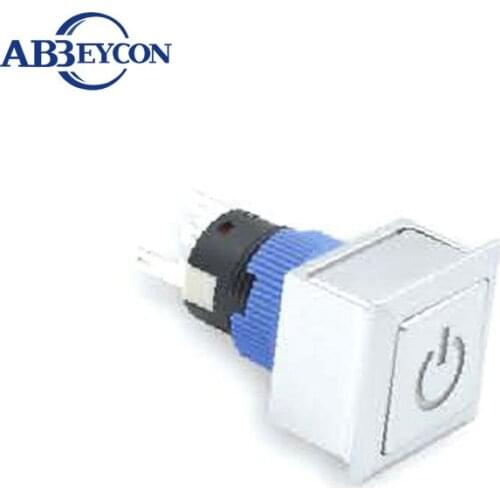 5pcs/Lot 22mm 1NO1NC reset momentary plastic square head 22mm power symbol logo led illuminated pin terminal light switch