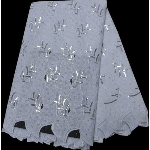 5yards/pc) High quality white silver African handcut lace soft velvet lace fabric with sequins and stones for party dress OP100