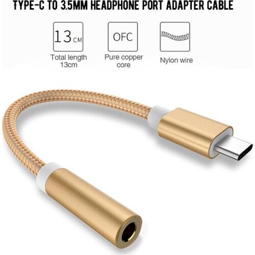 Mobile Phone Adapters Type C To 3.5mm Headphone Jack Aux Audio Adapter for HTC Bolt Samsung Galaxy S8 S9 Typec To 3.5 Mm Cable