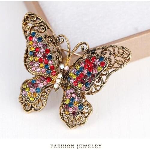 Butterfly Brooch Luxury Crystal Pin Big Brooches Banquet Clothese Accessories