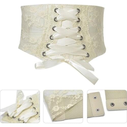 Black And Beige Lace Sexy Corset Top Solid Pattern Type Slim Lace Hollow Top Sweet Black Lace Corset Top With Ribbon