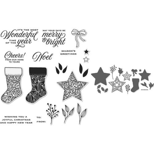 Sock Star Seal Stamp with Cutting Dies Stencil DIY Scrapbooking Embossing Photo Album Decor Paper Card Craft