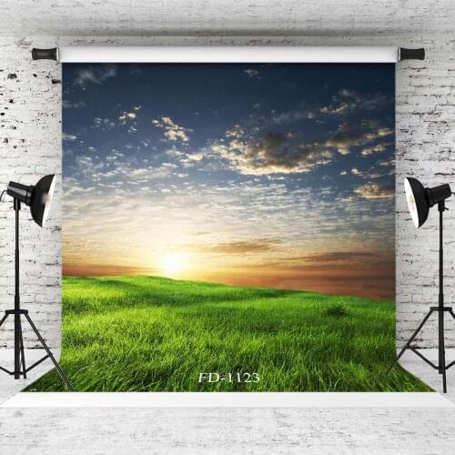 Sunset Grass Field Photographic Background For Photo Shoot Props Portrait Child Kids Vinyl Cloth Photo Backdrop Photophone