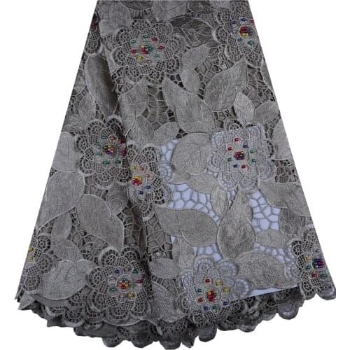 Hot Tulle French Embroidered Mesh Lace Fabric Gray Color African Lace Fabric High Quality Guipure Lace For African Wedding 1016
