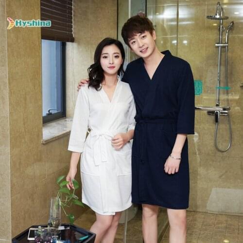 Bathrobe Women Thin Lovers' Nightgown Mens Summer 7 / 4 Sleeve Japanese Korean Bathrobe Pajamas Female Fat Mm