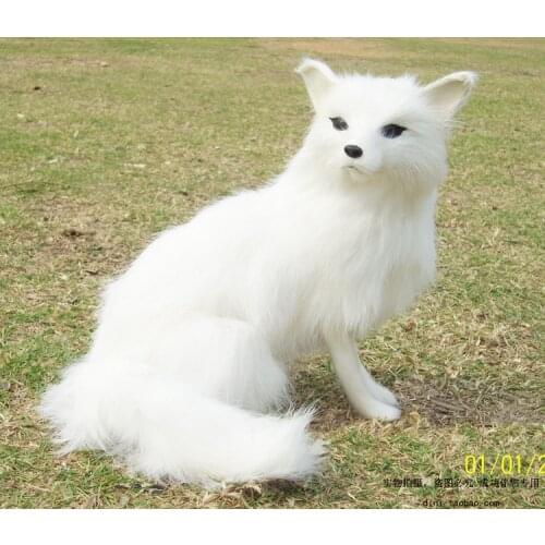 Simulation animal 16X8X15CM white fox toy polyethylene & furs handicraft house Decoration prop emulation doll gift w533