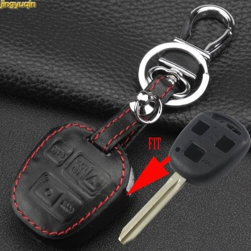 Jingyuqin 3 Buttons Leather Car Key Case for Toyota Tarago RAV4 Corolla Camry Celica Avalon Styling