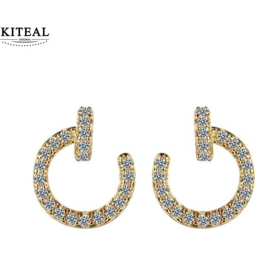 KITEAL fashion hot selling Newest silver color Gentlewoman stud earrings circular women earrings Elegant