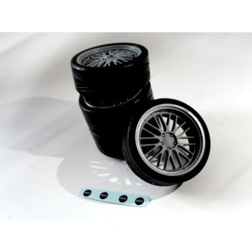 4 Pieces 1/18 BSS LM Car Model Wheels With Tires Spare Parts for 1:18 Scale Car Model