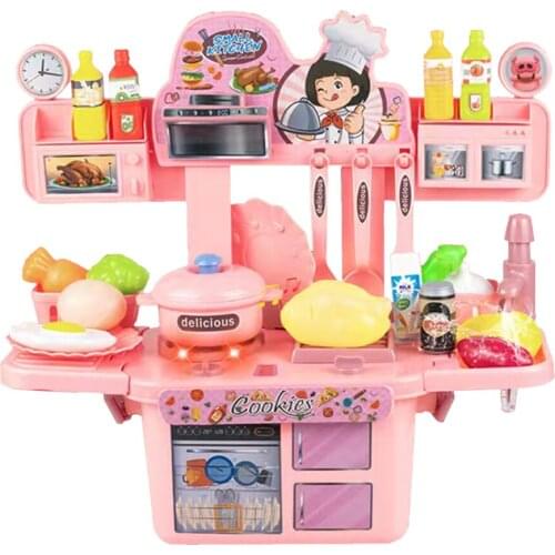 Kitchen Toys Small Dining Tables Pretend Playsets For Boys And Girls Spray Blue Plastic Non-toxic Sound Childrens DIY Products