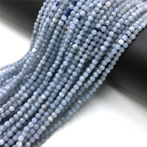 Small Beads Natural Angelite Beads 2 3 4mm Blue Faceted Beads Section Loose Beads For Jewelry Making Jewelry Accessories DIY 15"