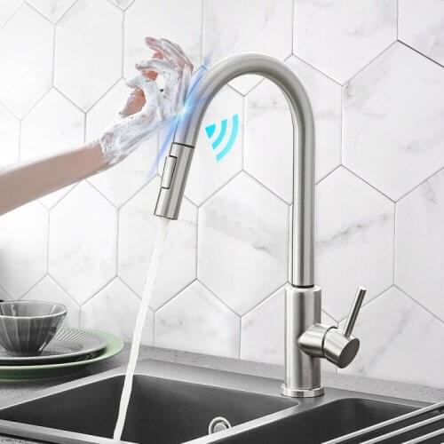 Brushed Gold Kitchen Faucet Pull Out Kitchen Sink Water Tap Single Handle Mixer Tap 360 Rotation Kitchen Shower Faucet