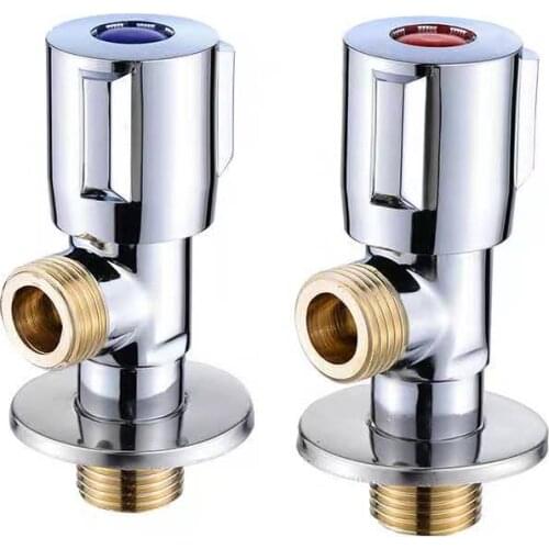 Copper Angle Stop Valve Hot and Cold Water Stop Valve Quick Open Faucet Valve for Bathroom Kitchen Toilet Sink G1/2